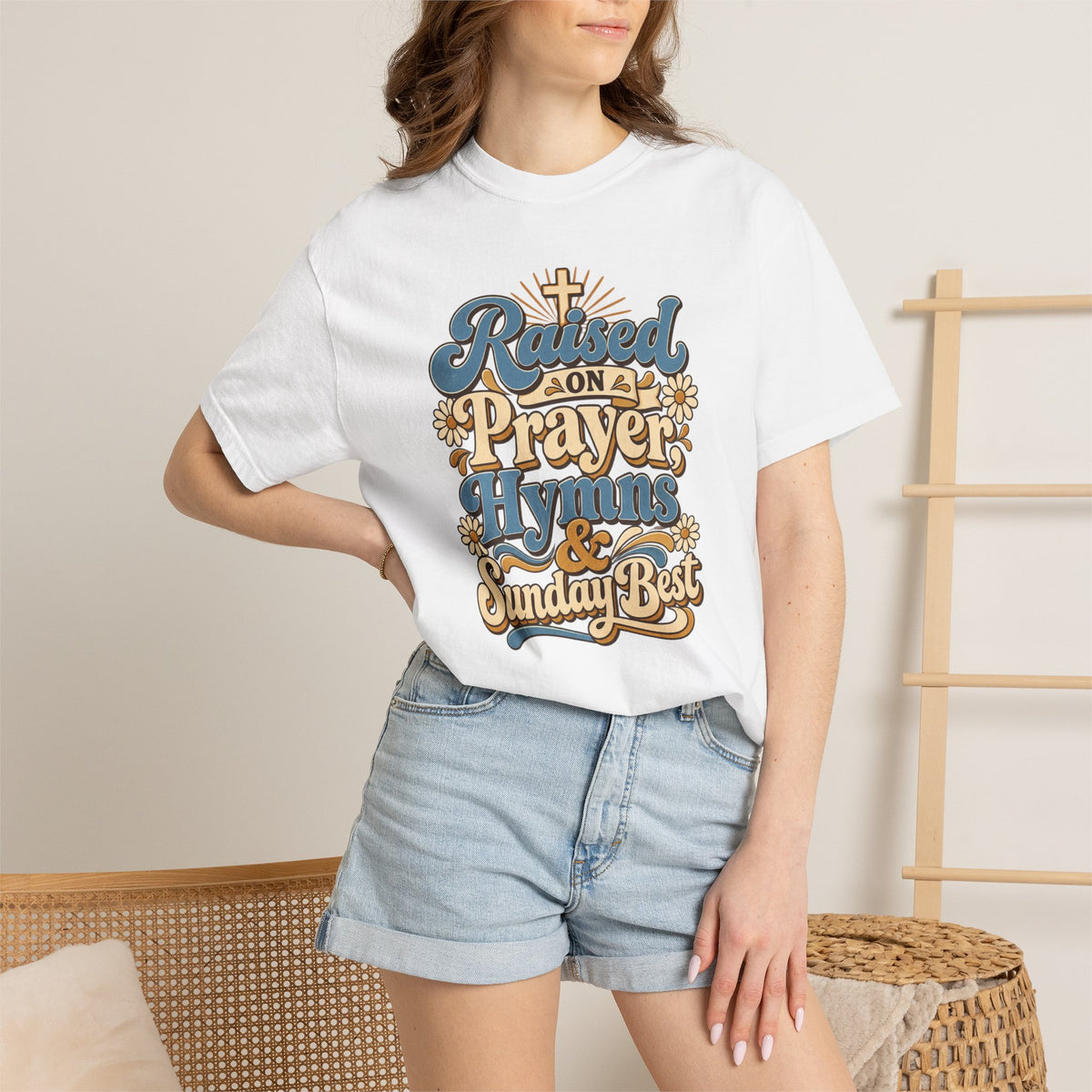 Raised on Prayer, Hymns & Sunday Best Shirt | Christian T-Shirt | Retro Faith Graphic Tee | Church Shirt