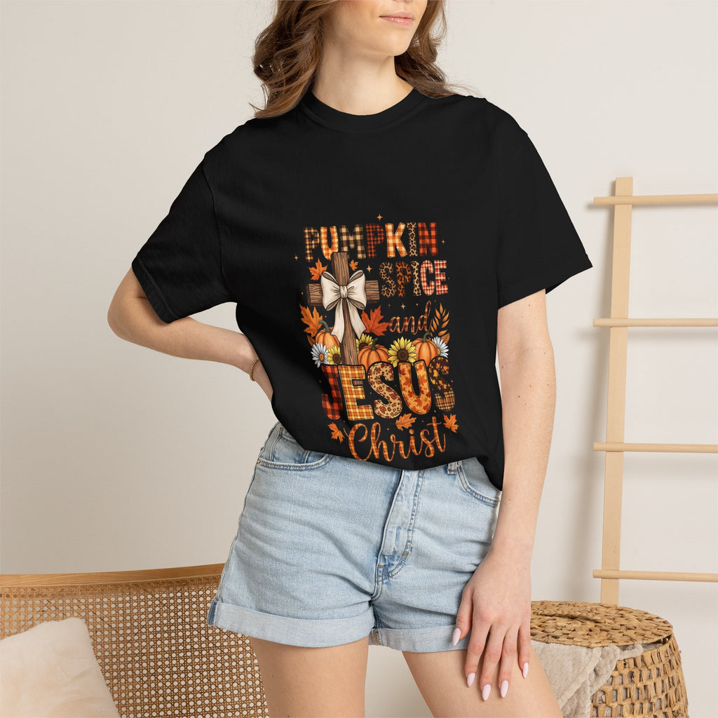 Pumpkin Spice and Jesus Christ T-shirt | Fall Faith Autumn Tee