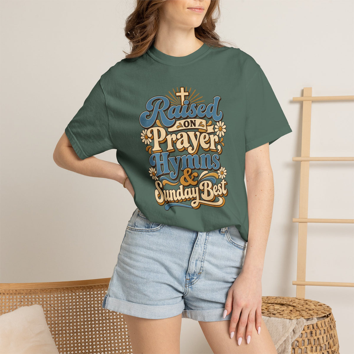 Raised on Prayer, Hymns & Sunday Best Shirt | Christian T-Shirt | Retro Faith Graphic Tee | Church Shirt