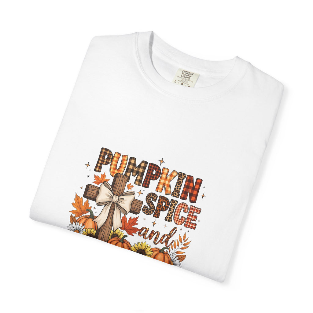 Pumpkin Spice and Jesus Christ T-shirt | Fall Faith Autumn Tee