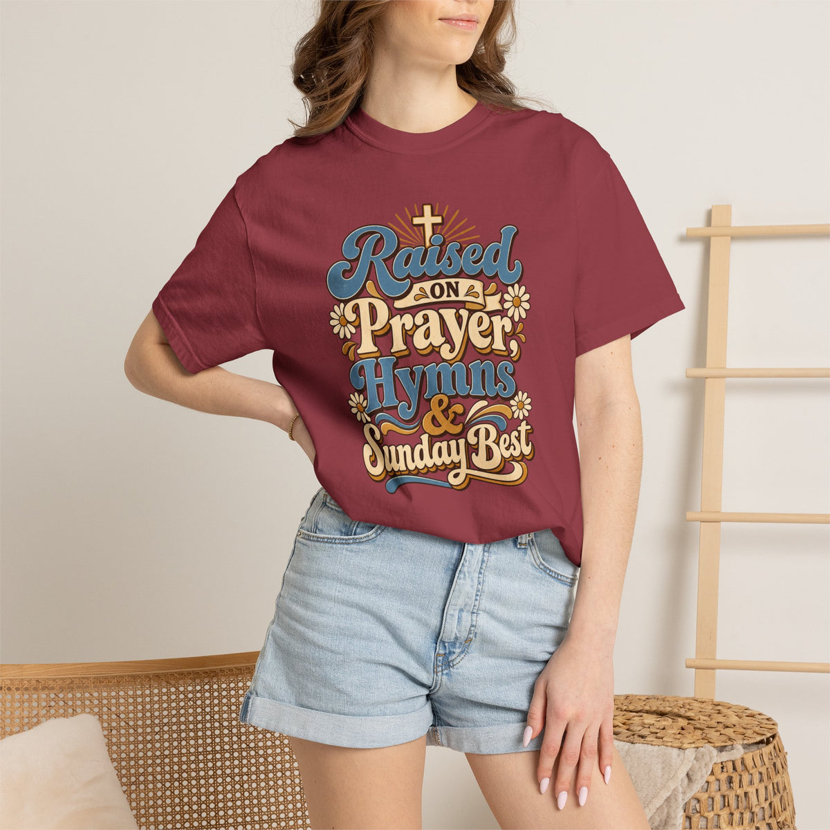 Raised on Prayer, Hymns & Sunday Best Shirt | Christian T-Shirt | Retro Faith Graphic Tee | Church Shirt