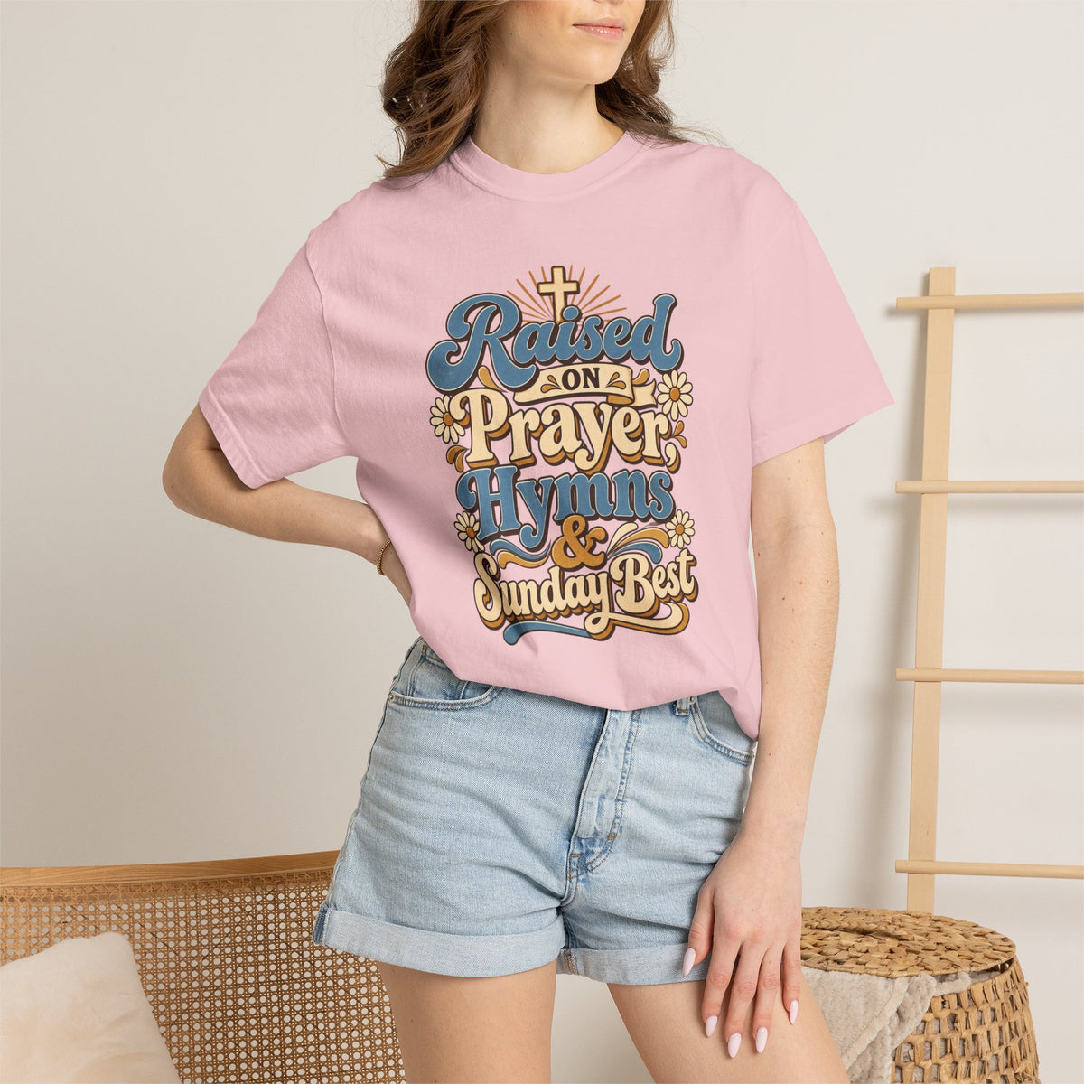 Raised on Prayer, Hymns & Sunday Best Shirt | Christian T-Shirt | Retro Faith Graphic Tee | Church Shirt