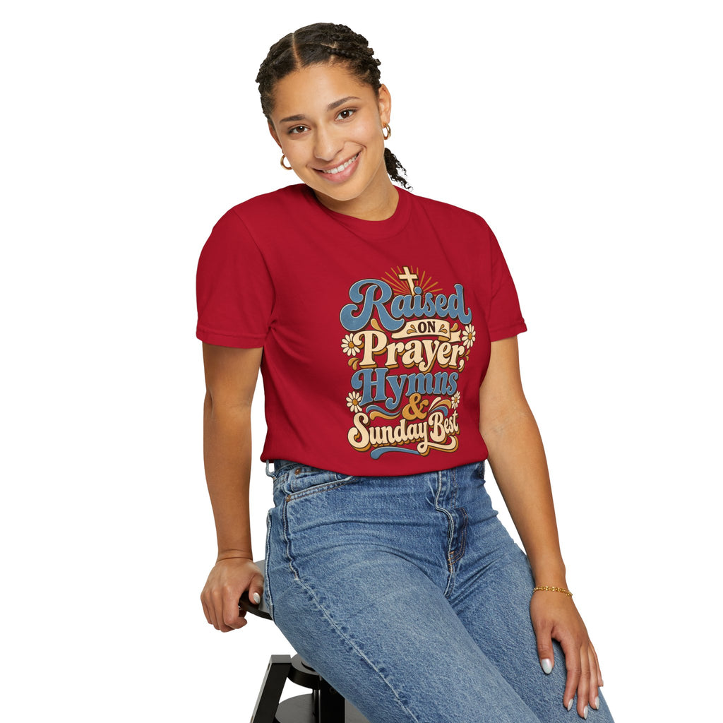 Raised on Prayer, Hymns & Sunday Best Shirt | Christian T-Shirt | Retro Faith Graphic Tee | Church Shirt