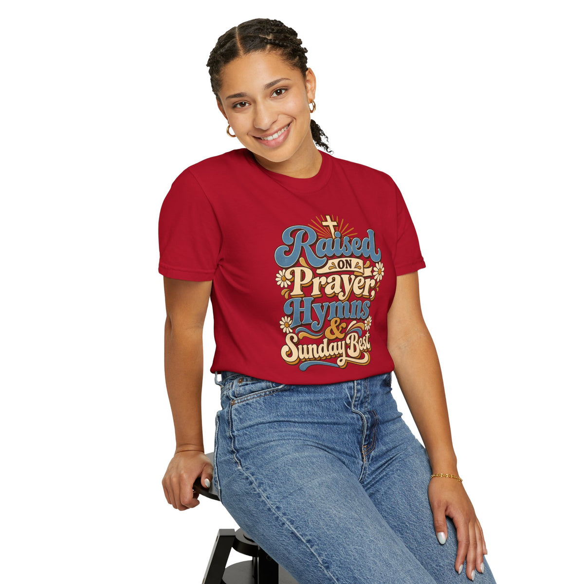 Raised on Prayer, Hymns & Sunday Best Shirt | Christian T-Shirt | Retro Faith Graphic Tee | Church Shirt