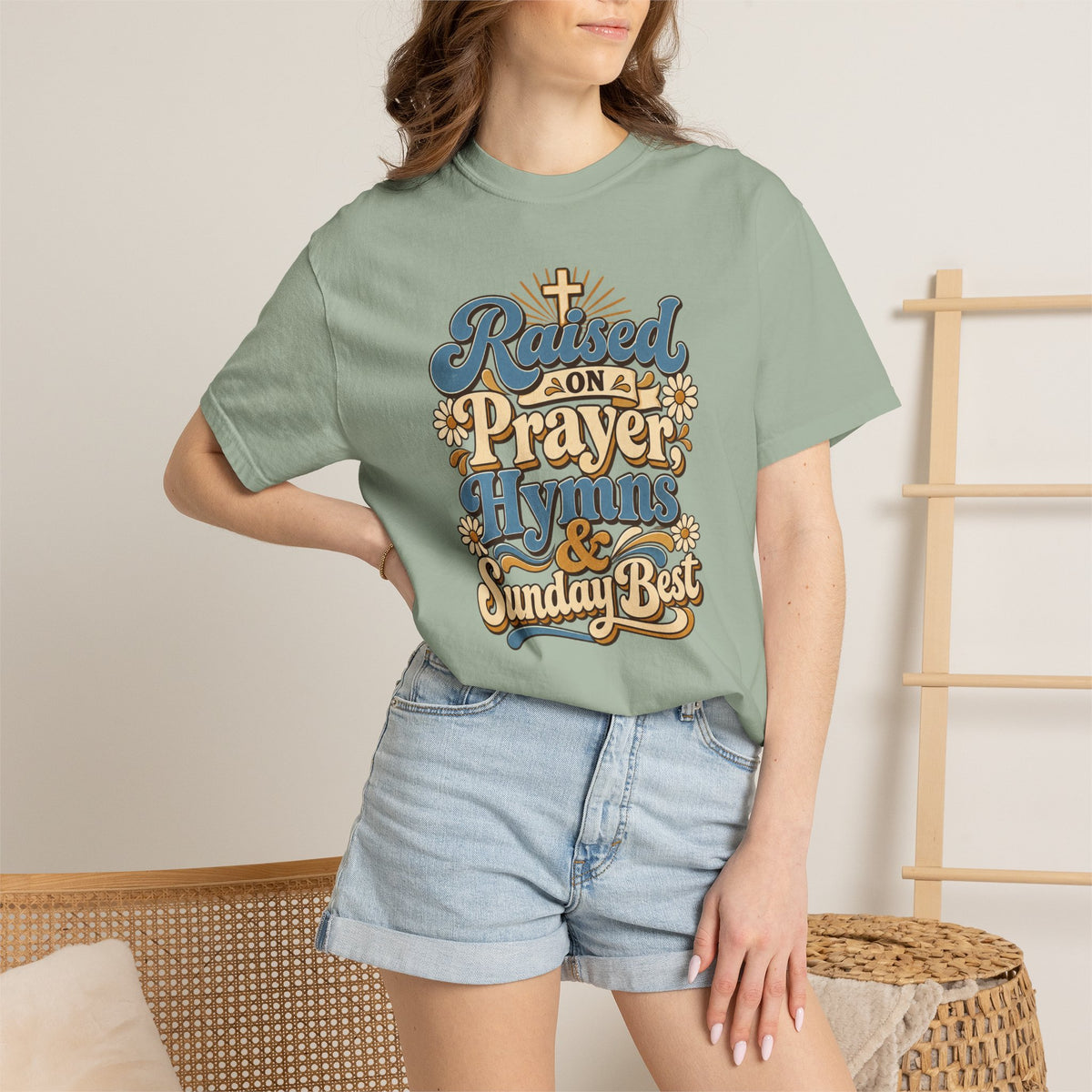 Raised on Prayer, Hymns & Sunday Best Shirt | Christian T-Shirt | Retro Faith Graphic Tee | Church Shirt