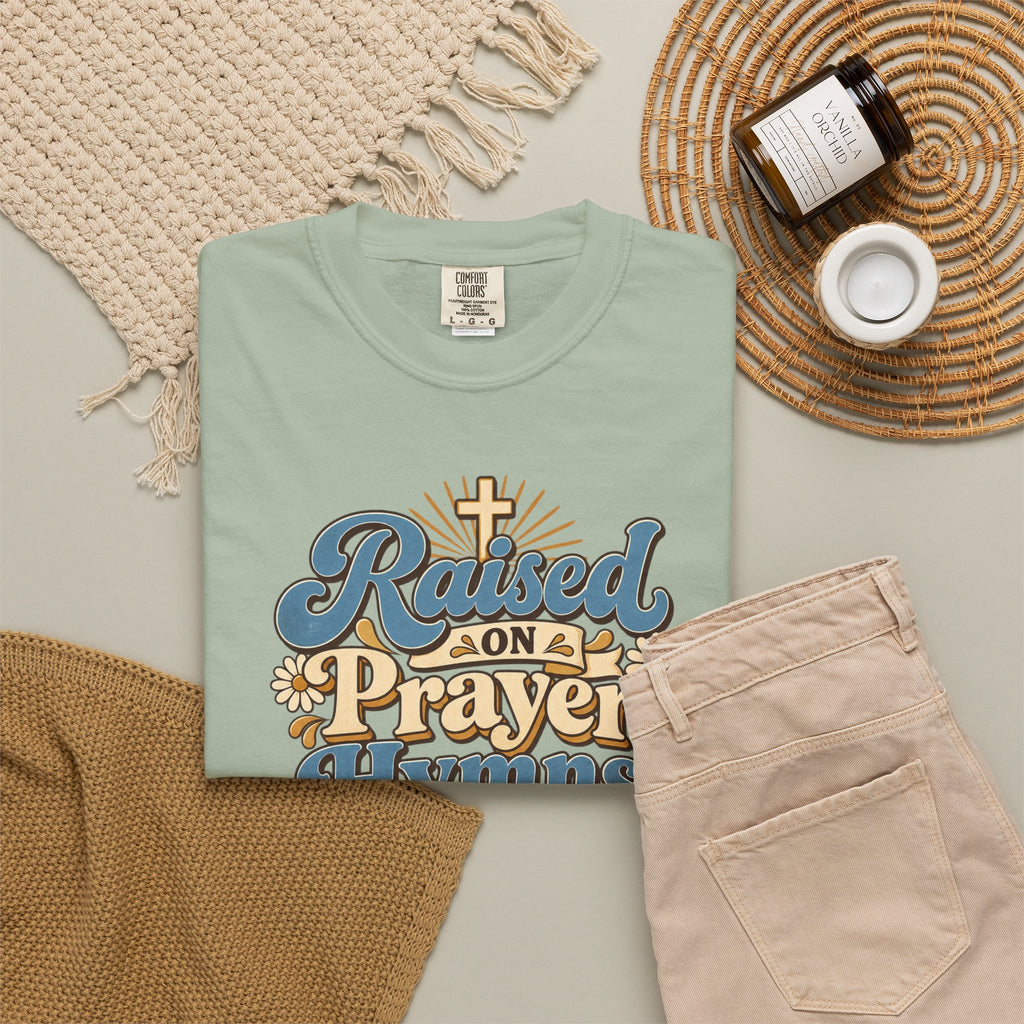 Raised on Prayer, Hymns & Sunday Best Shirt | Christian T-Shirt | Retro Faith Graphic Tee | Church Shirt