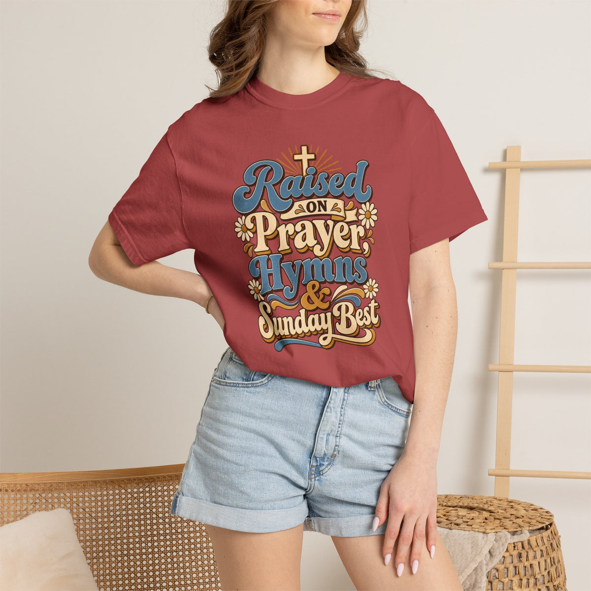 Raised on Prayer, Hymns & Sunday Best Shirt | Christian T-Shirt | Retro Faith Graphic Tee | Church Shirt