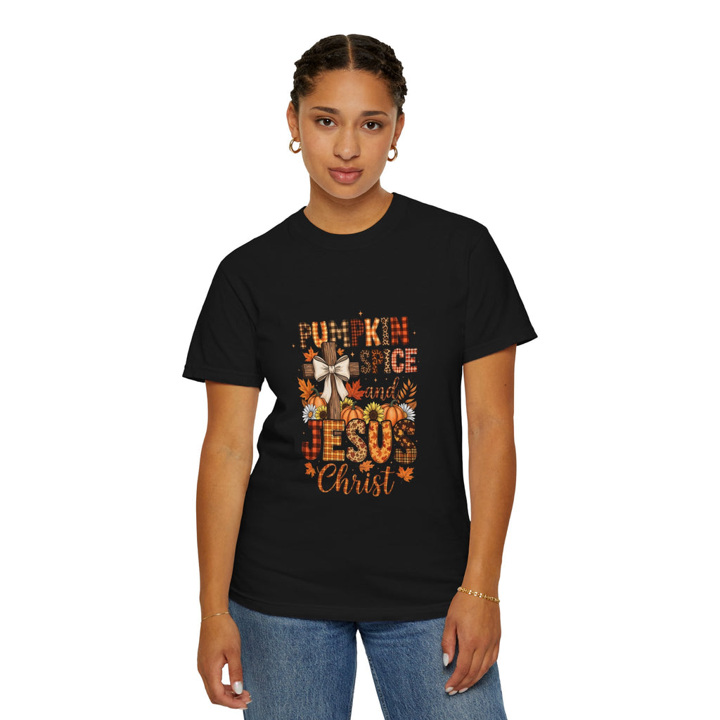 Pumpkin Spice and Jesus Christ T-shirt | Fall Faith Autumn Tee