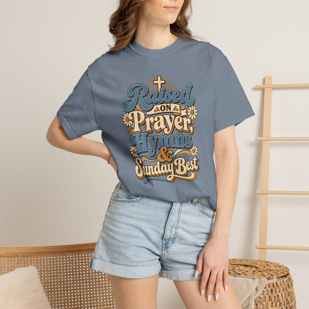 Raised on Prayer, Hymns & Sunday Best Shirt | Christian T-Shirt | Retro Faith Graphic Tee | Church Shirt
