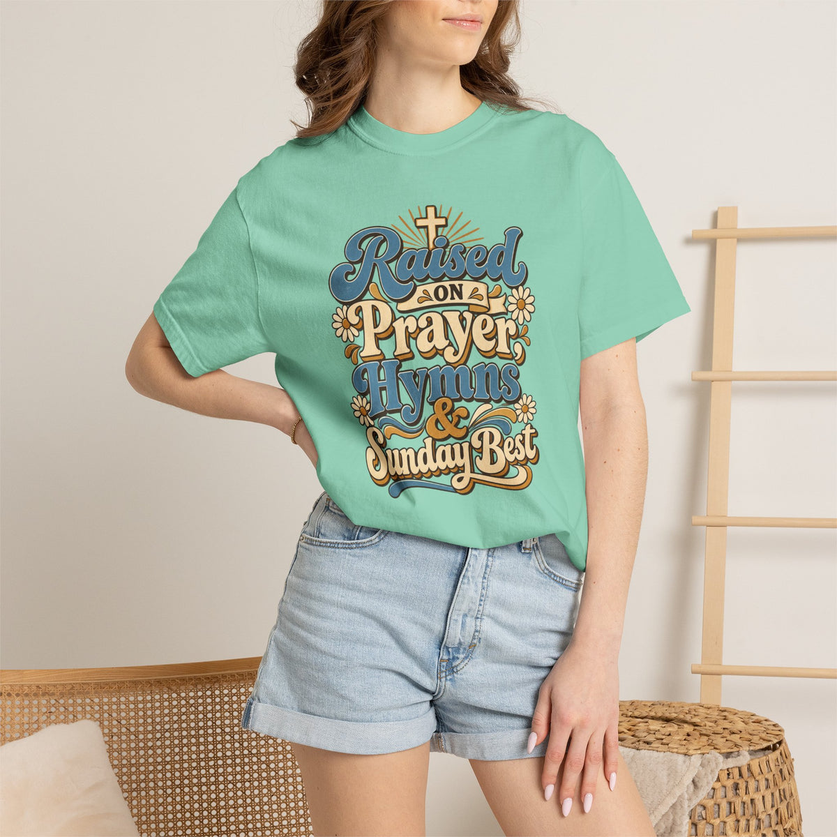 Raised on Prayer, Hymns & Sunday Best Shirt | Christian T-Shirt | Retro Faith Graphic Tee | Church Shirt