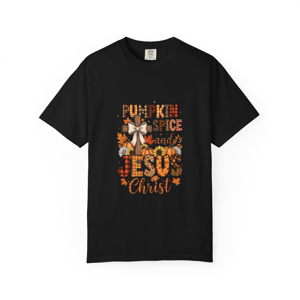 Pumpkin Spice and Jesus Christ T-shirt | Fall Faith Autumn Tee