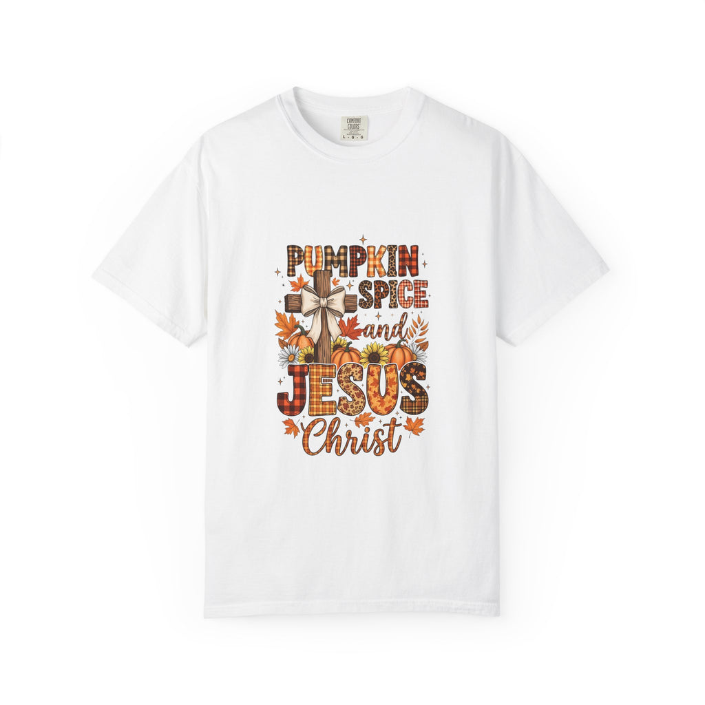 Pumpkin Spice and Jesus Christ T-shirt | Fall Faith Autumn Tee