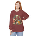 Vintage Floral Peace Sign Long Sleeve Shirt for Women