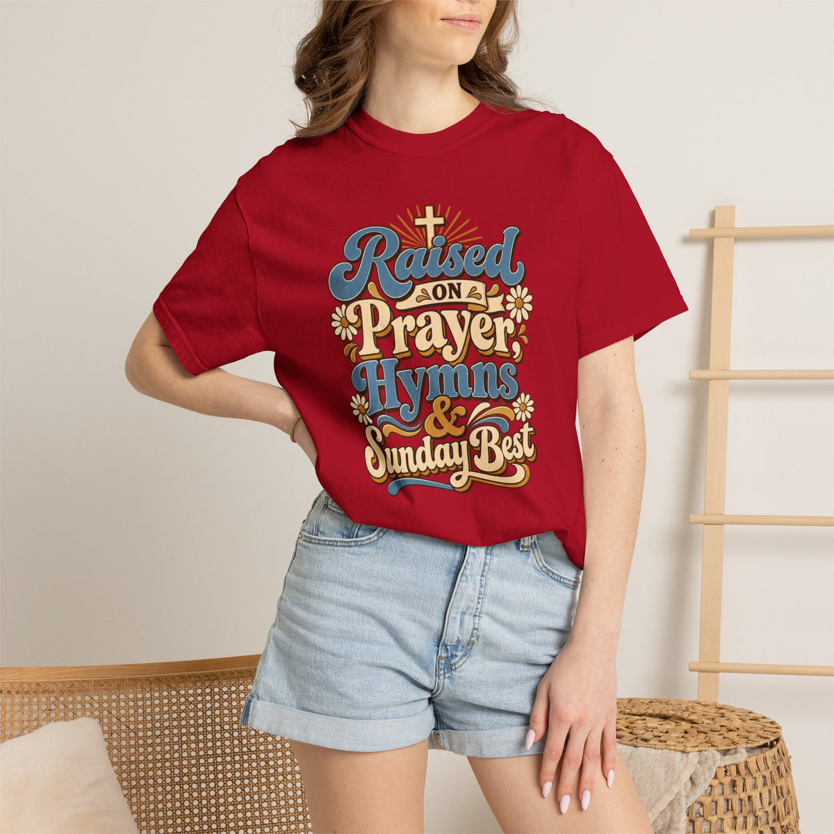 Raised on Prayer, Hymns & Sunday Best Shirt | Christian T-Shirt | Retro Faith Graphic Tee | Church Shirt