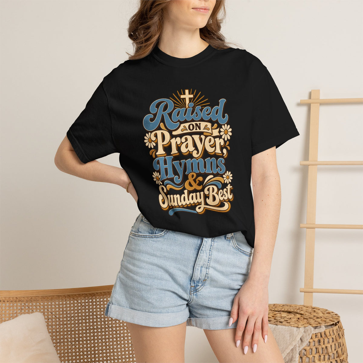 Raised on Prayer, Hymns & Sunday Best Shirt | Christian T-Shirt | Retro Faith Graphic Tee | Church Shirt