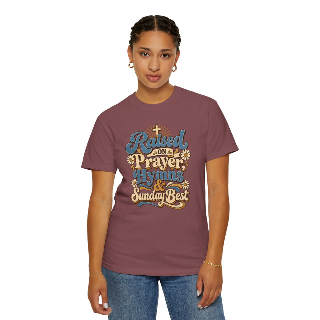 Raised on Prayer, Hymns & Sunday Best Shirt | Christian T-Shirt | Retro Faith Graphic Tee | Church Shirt