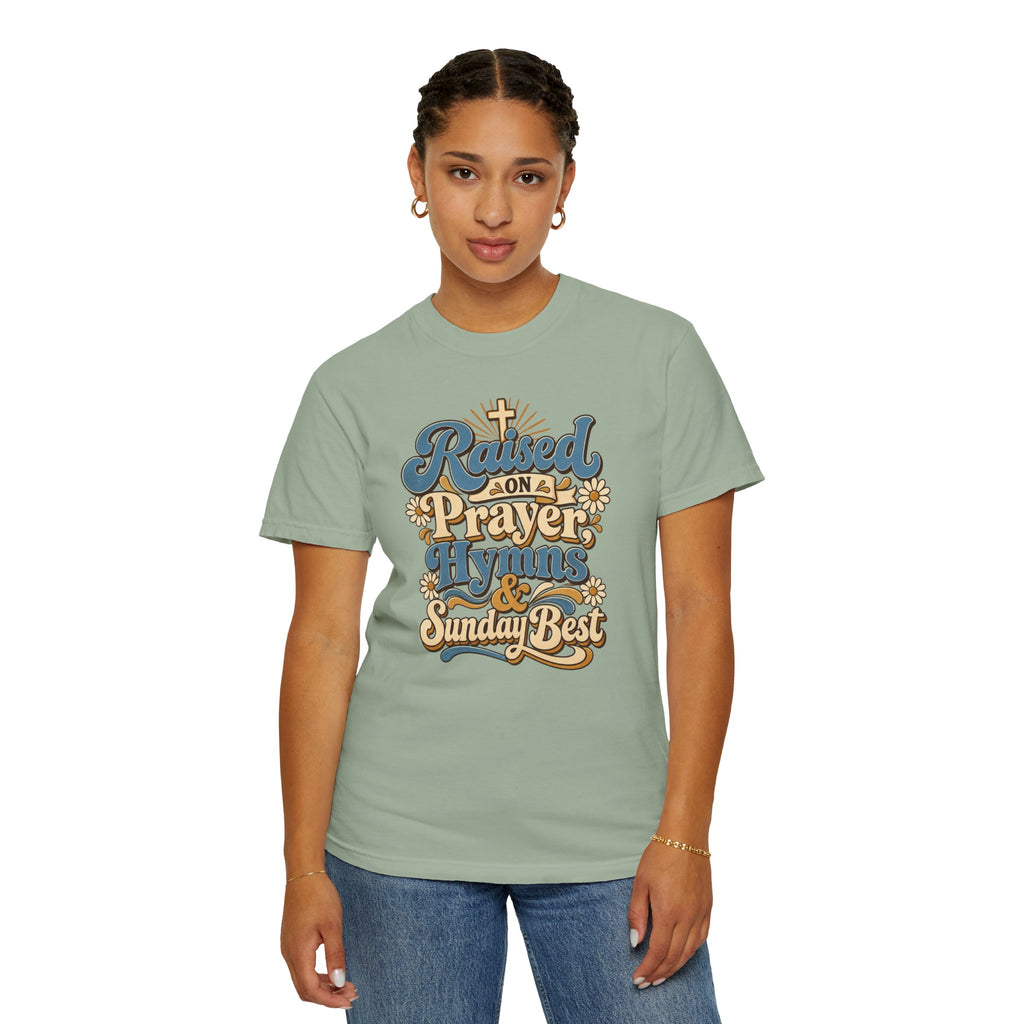 Raised on Prayer, Hymns & Sunday Best Shirt | Christian T-Shirt | Retro Faith Graphic Tee | Church Shirt