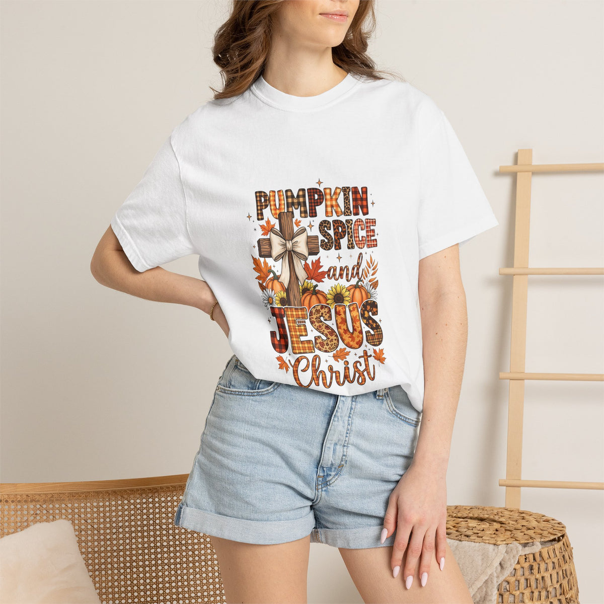 Pumpkin Spice and Jesus Christ T-shirt | Fall Faith Autumn Tee