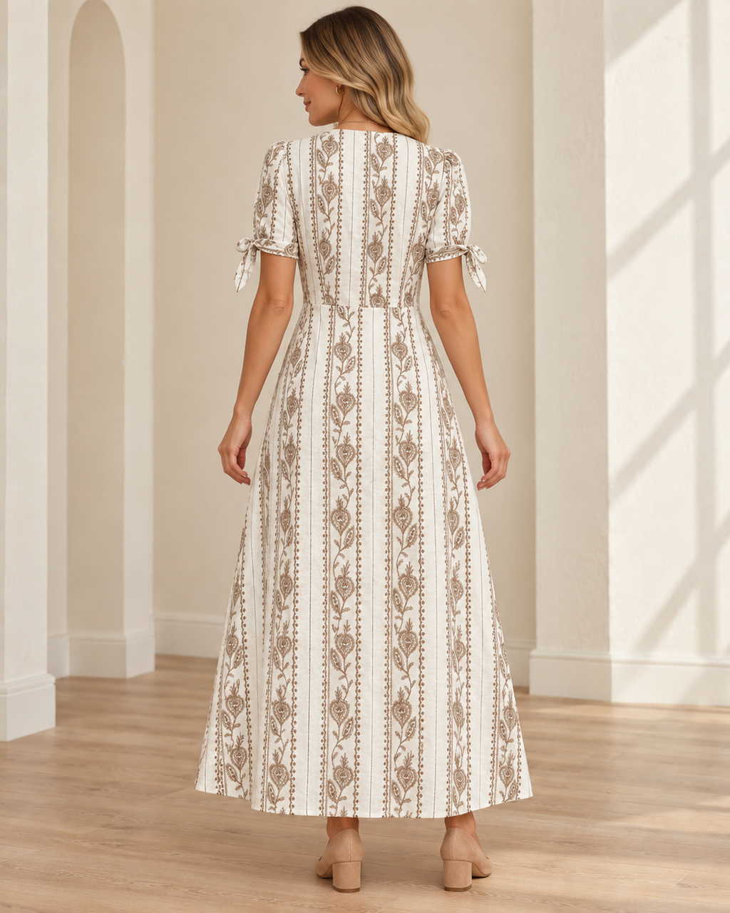Printed Button-Down Midi Dress