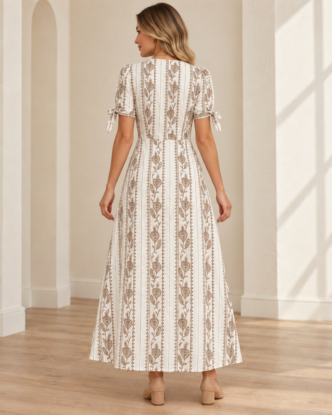 Printed Button-Down Midi Dress