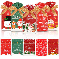 HRX Package 50pcs Christmas Treat Bags Drawstring 5.8x9x2.4inch Holiday Goodie Bags Small Christmas Gift Bags for Candy Cookie gift giving